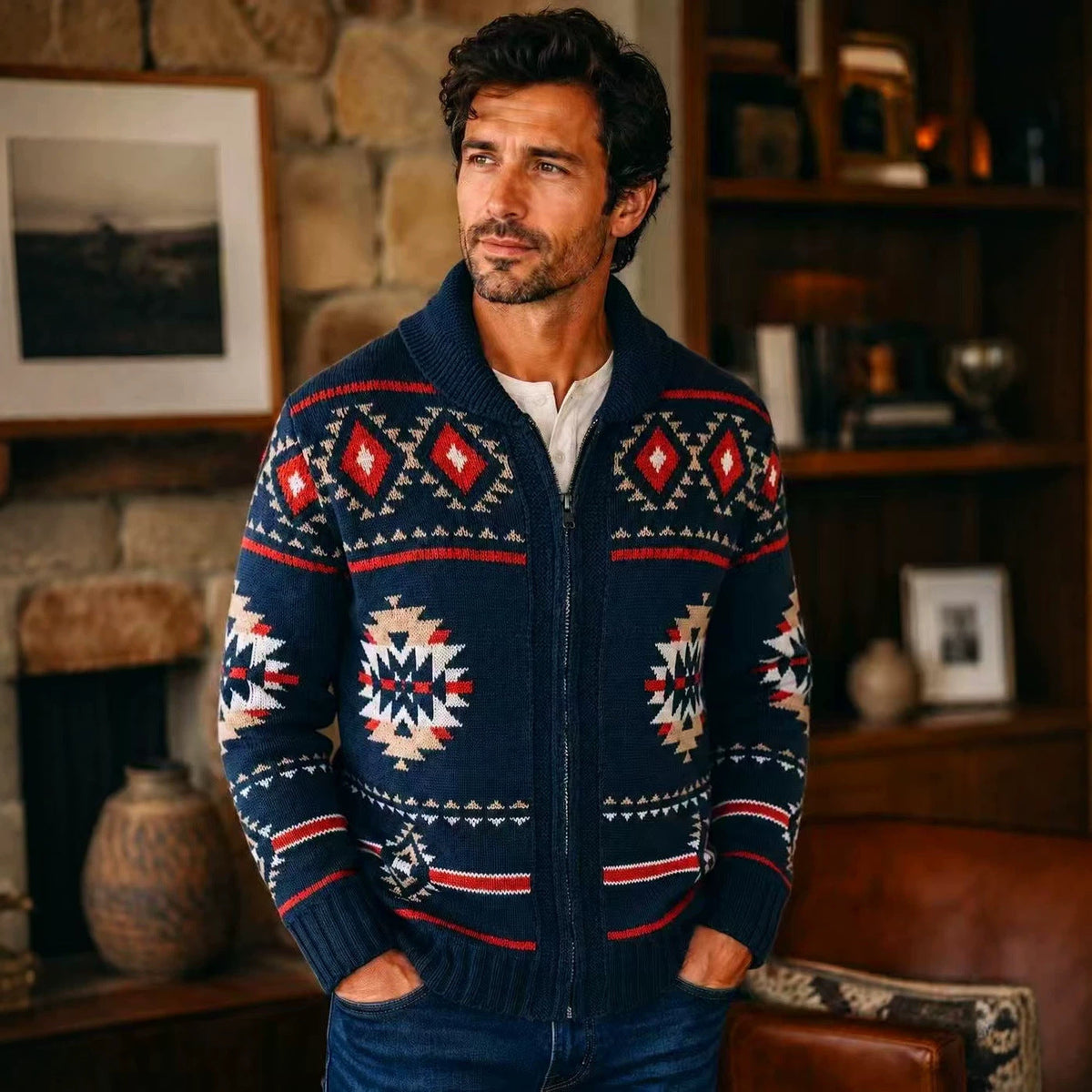 Men's Heavy Weight Knit Cardigan for Casual Wear