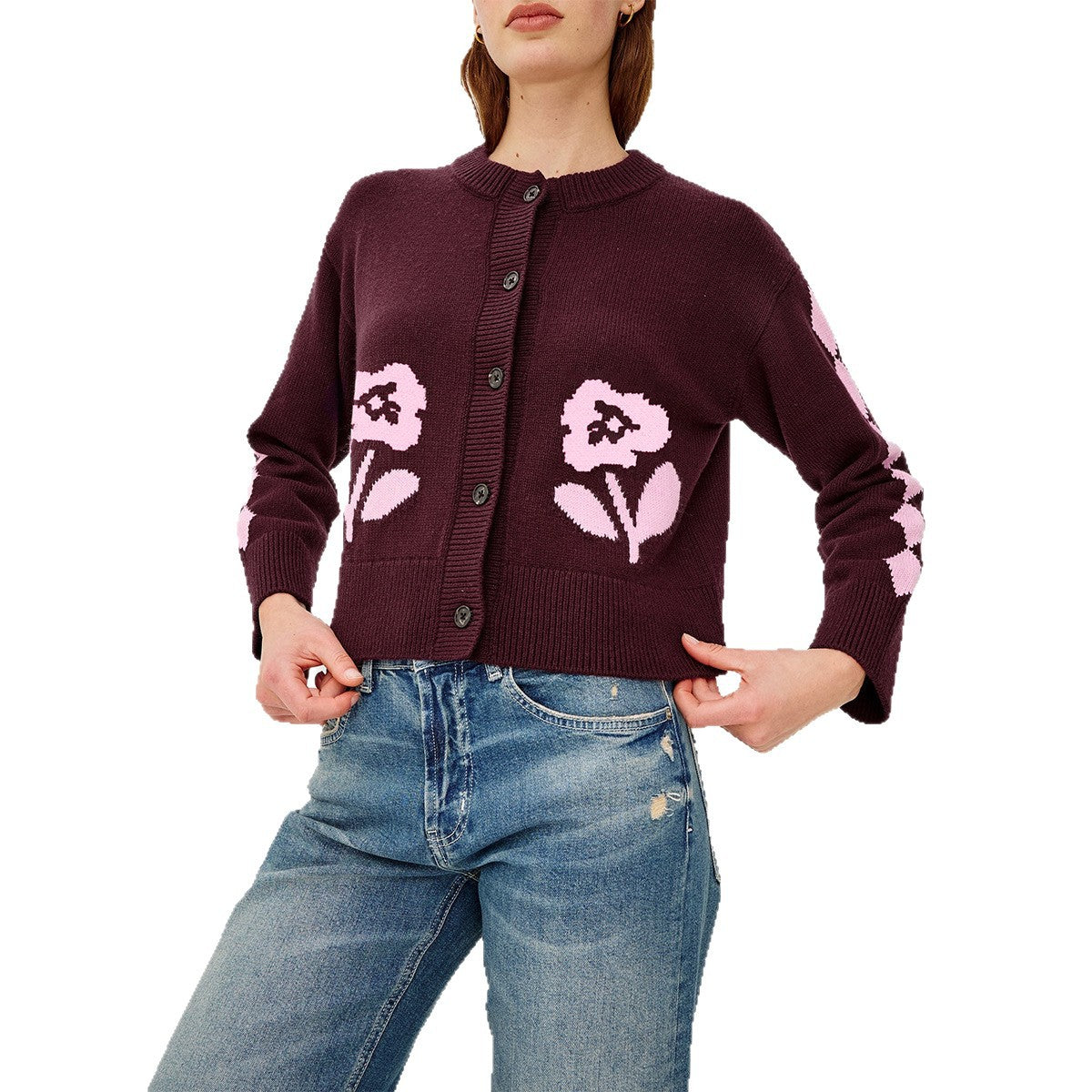 Women's Retro Jacquard Knitted Cardigan