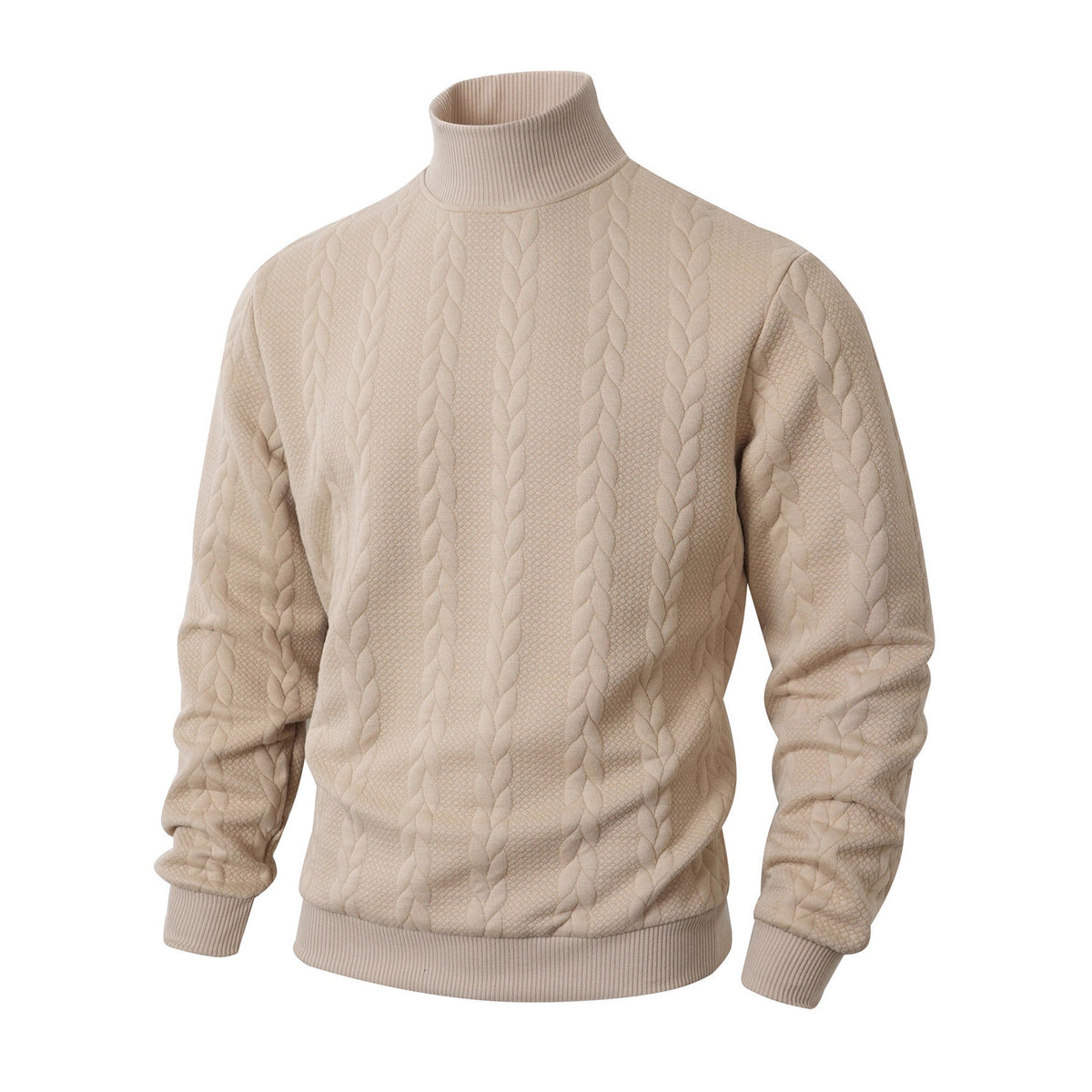 Men's Jacquard Turtleneck Sweater for Casual Autumn Wear