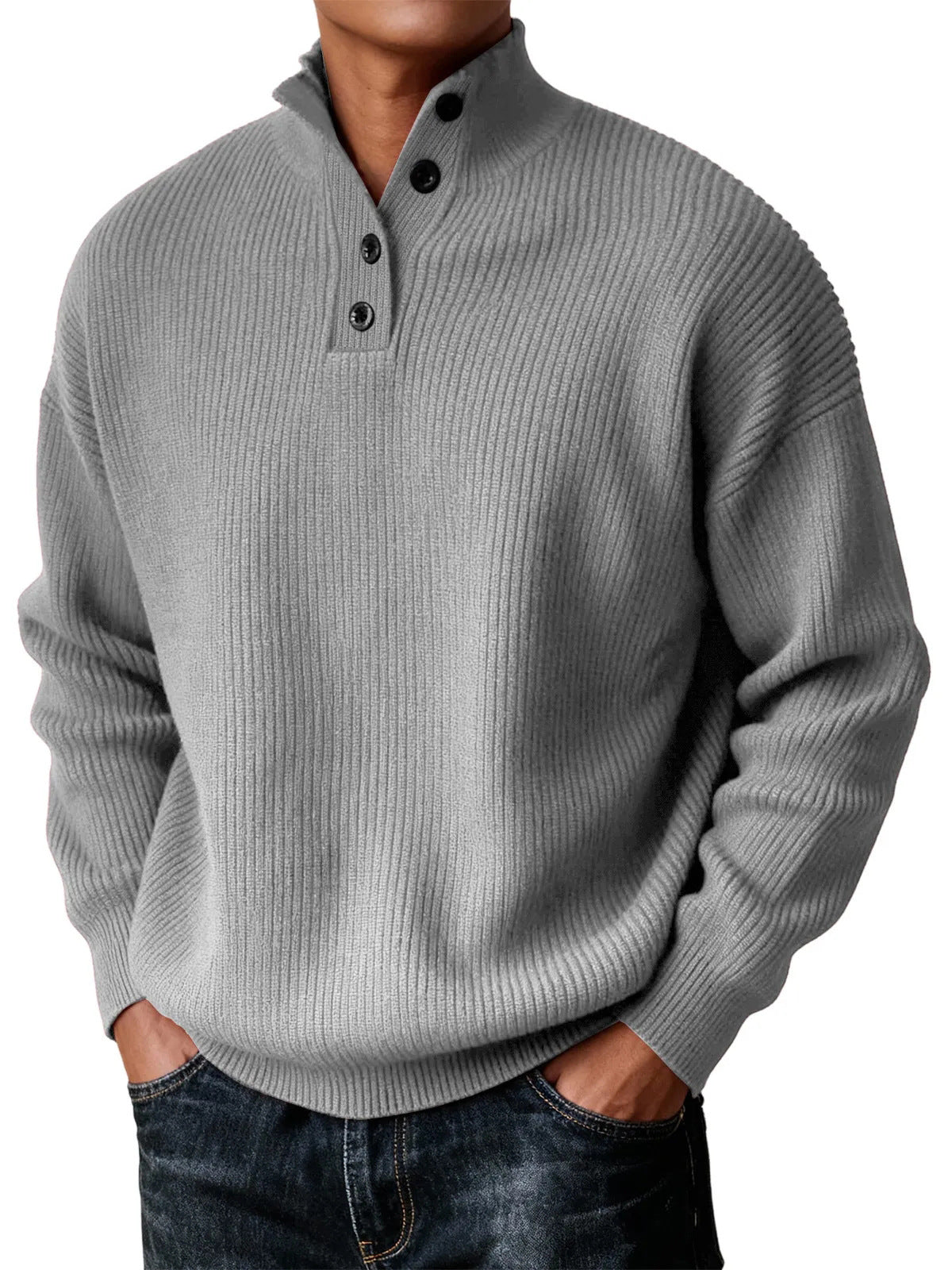 Men's Knitted Stand-Neck Casual Sweater