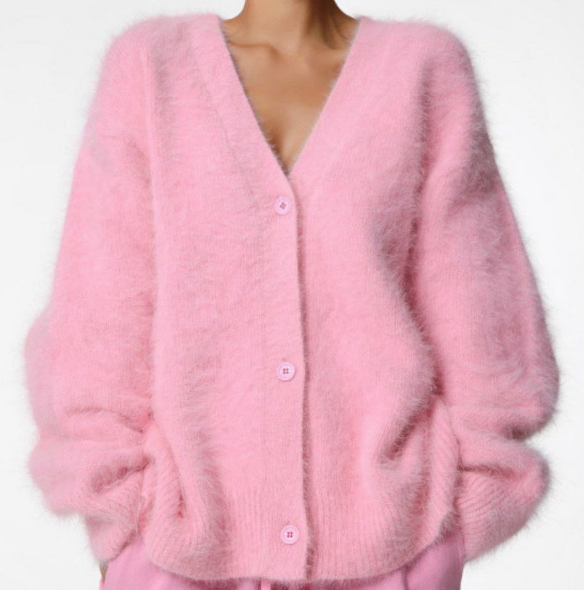 Women's Loose V-Neck Button Cardigan Sweater