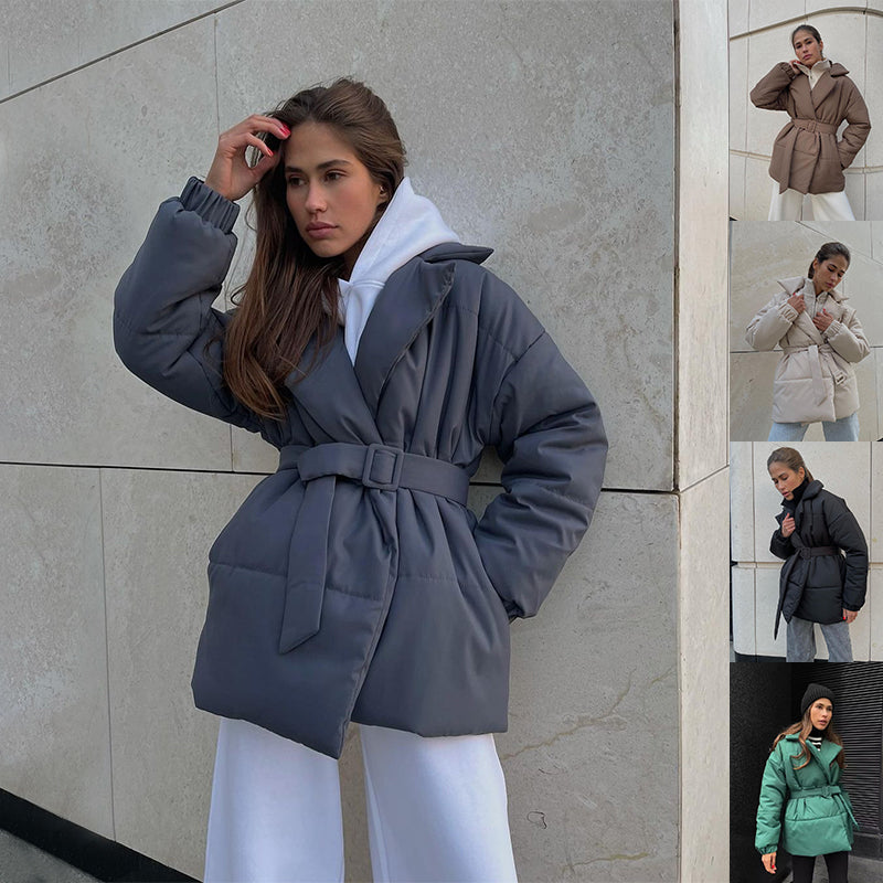 Women's Long Slim Fit Lapel Overcoat for Winter