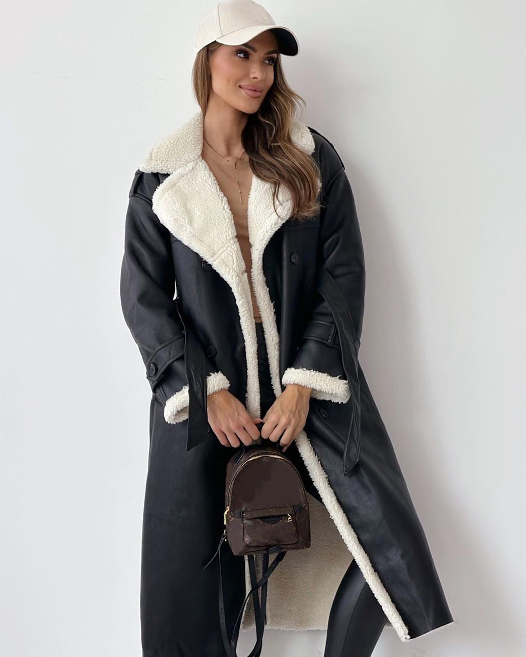 Women's Mid-Length Double Breasted Trench Coat for Winter