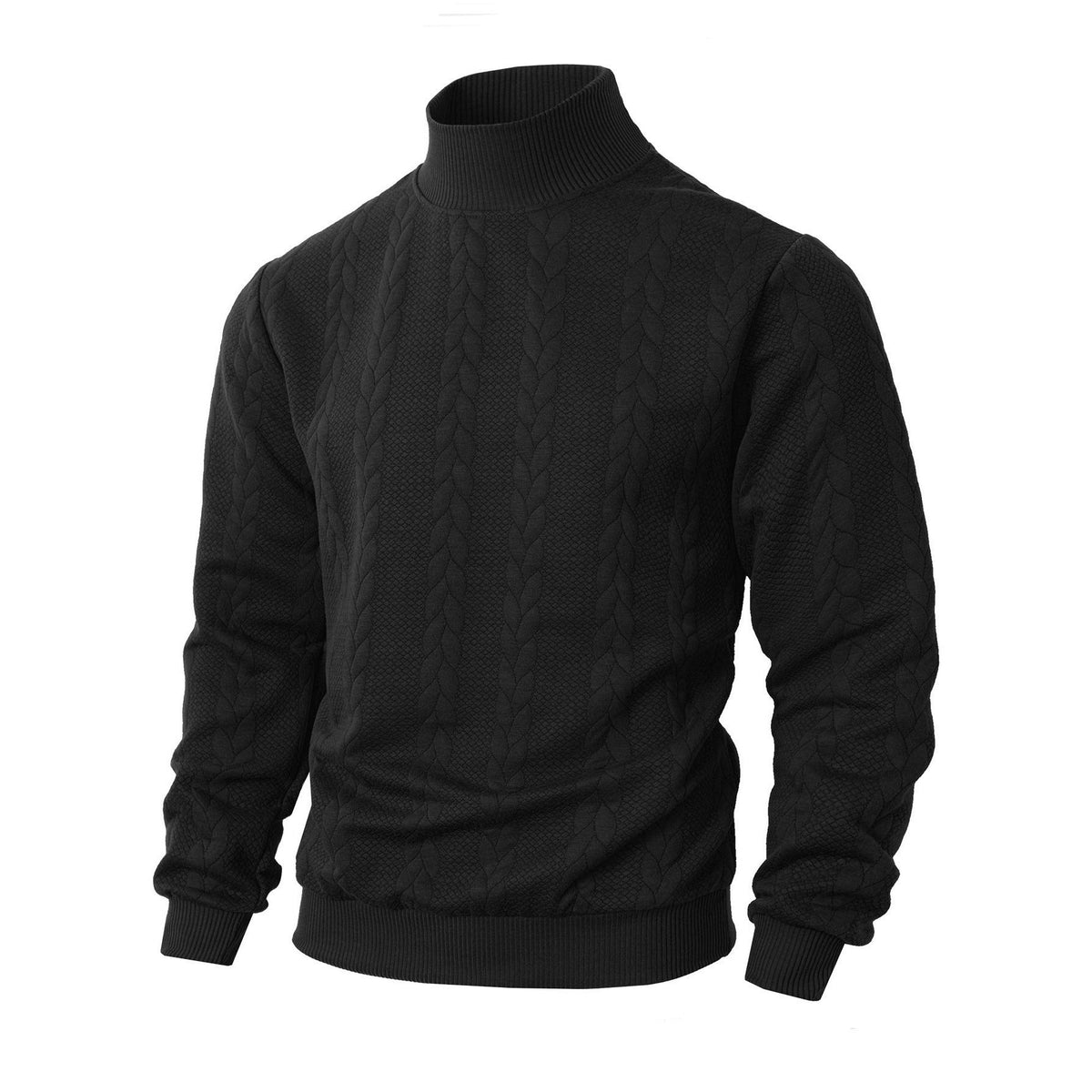 Men's Jacquard Turtleneck Sweater for Casual Autumn Wear