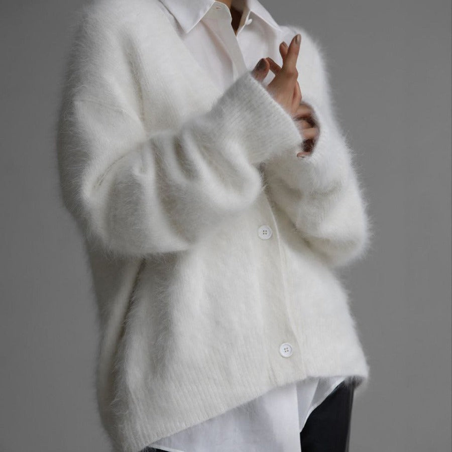 Women's Loose V-Neck Button Cardigan Sweater