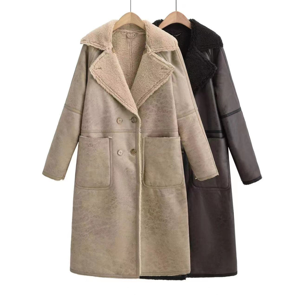 Women's Mid-Length Double Breasted Trench Coat for Winter