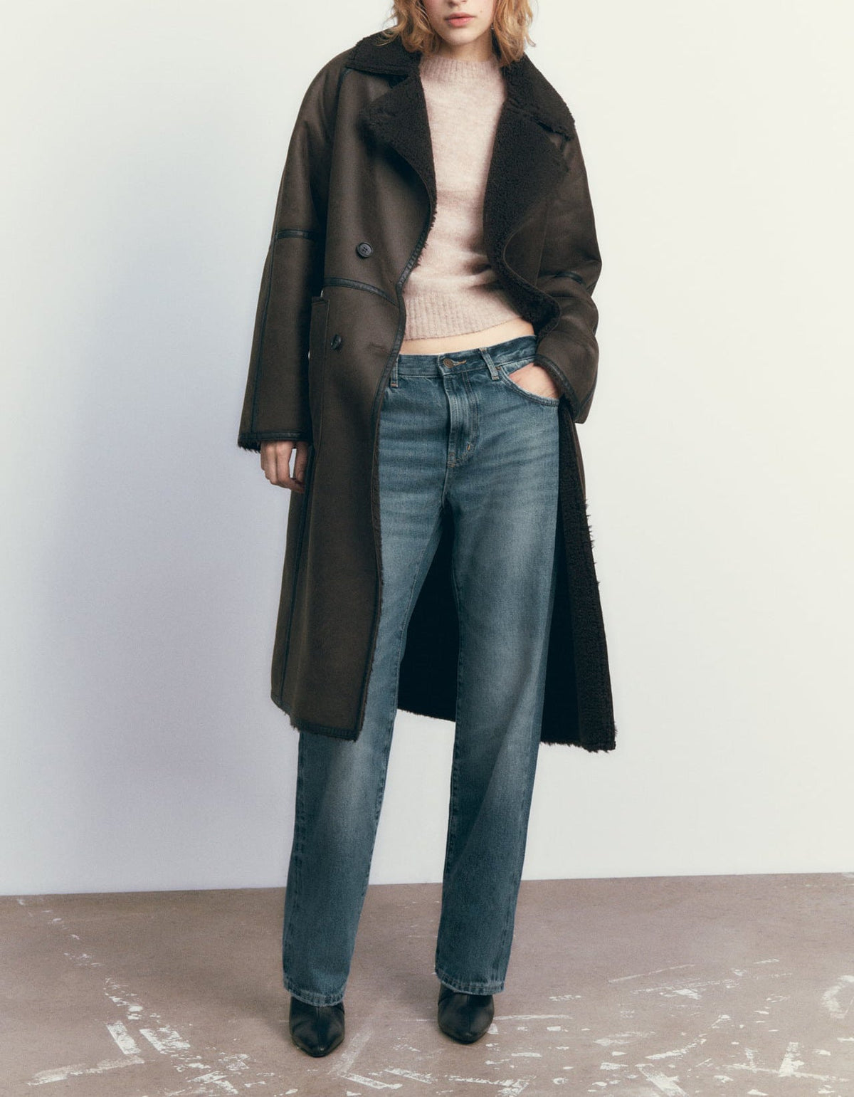 Women's Mid-Length Double Breasted Trench Coat for Winter