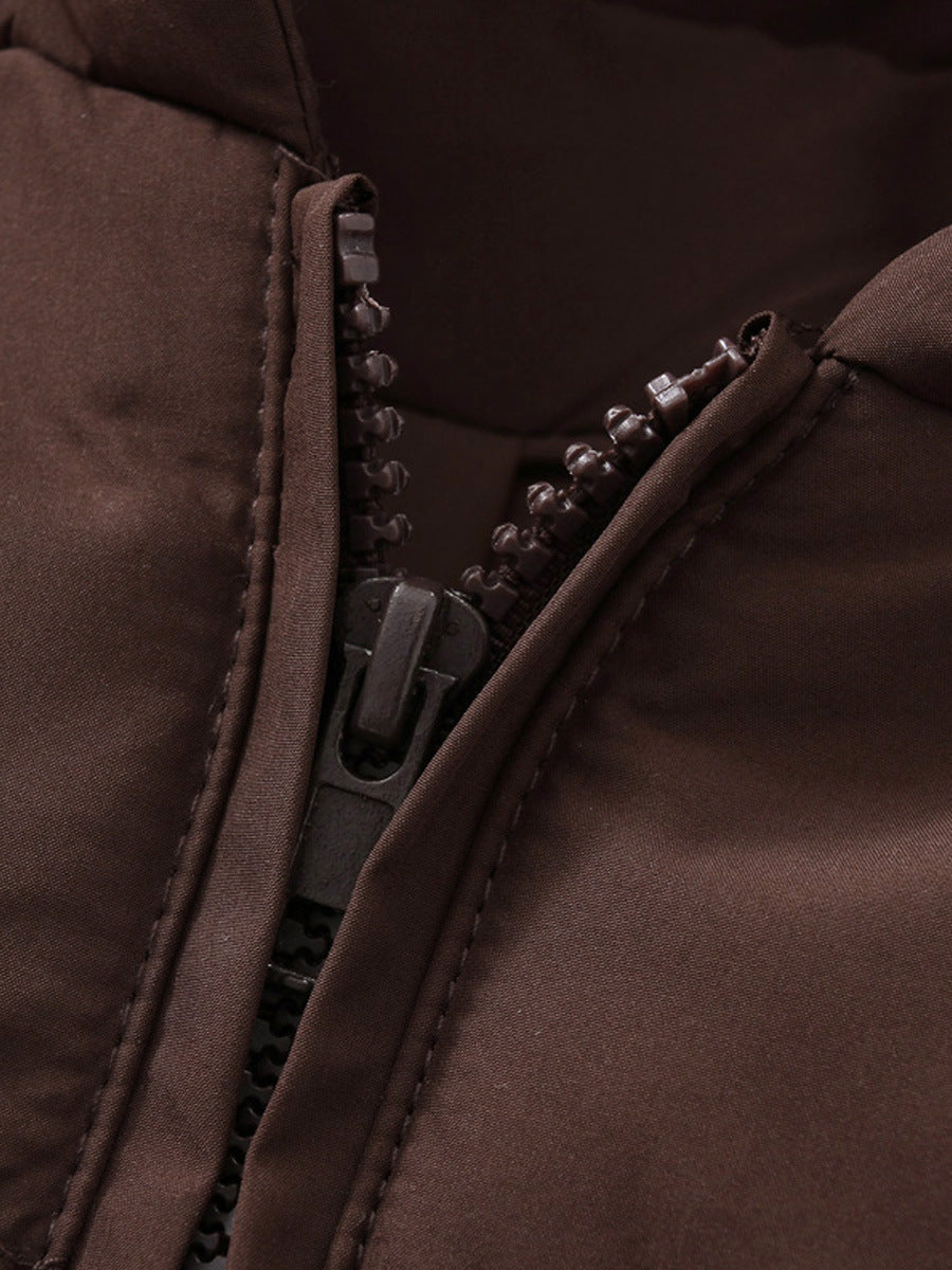 Women's Hooded Short Jacket with Zipper for Winter