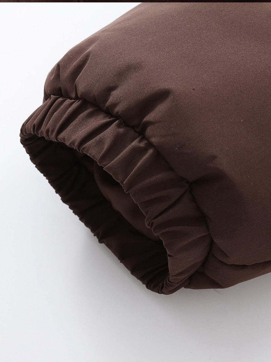 Women's Hooded Short Jacket with Zipper for Winter