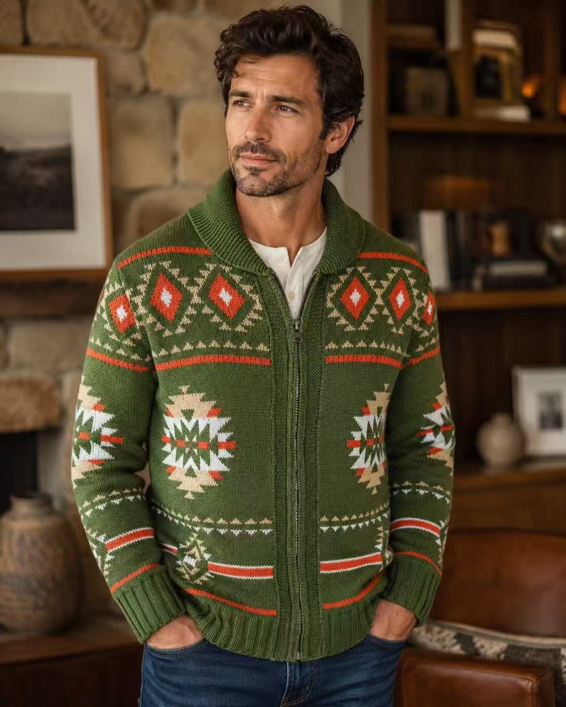 Men's Heavy Weight Knit Cardigan for Casual Wear