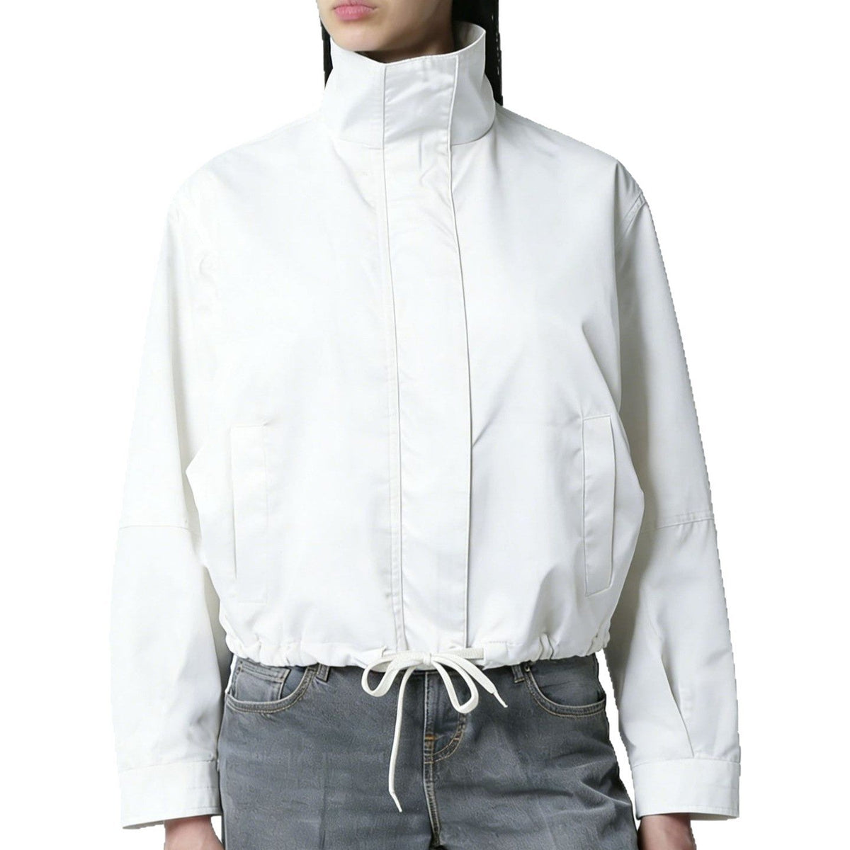Women's Trench Coat - Stand-Collar Long Sleeve Jacket