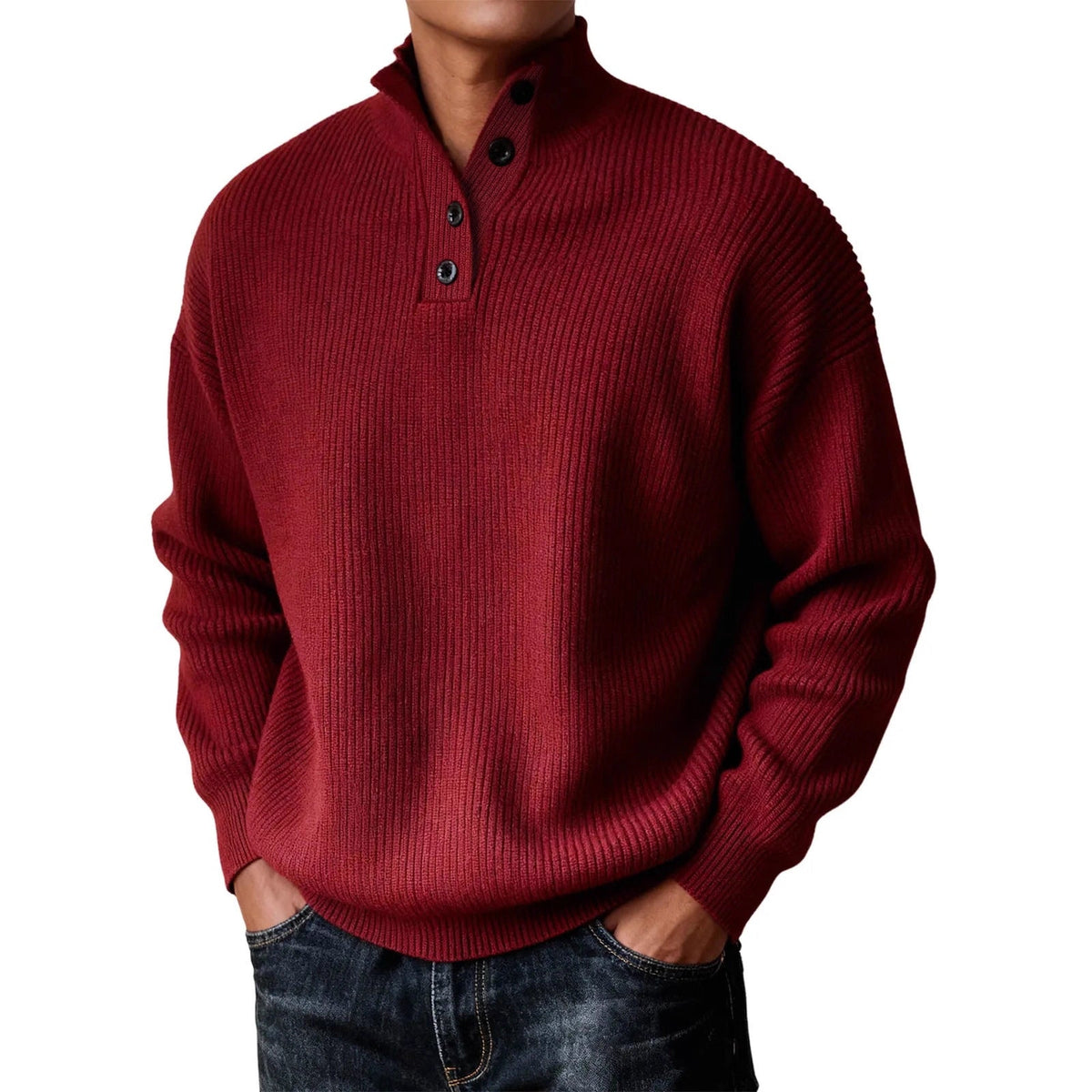 Men's Knitted Stand-Neck Casual Sweater