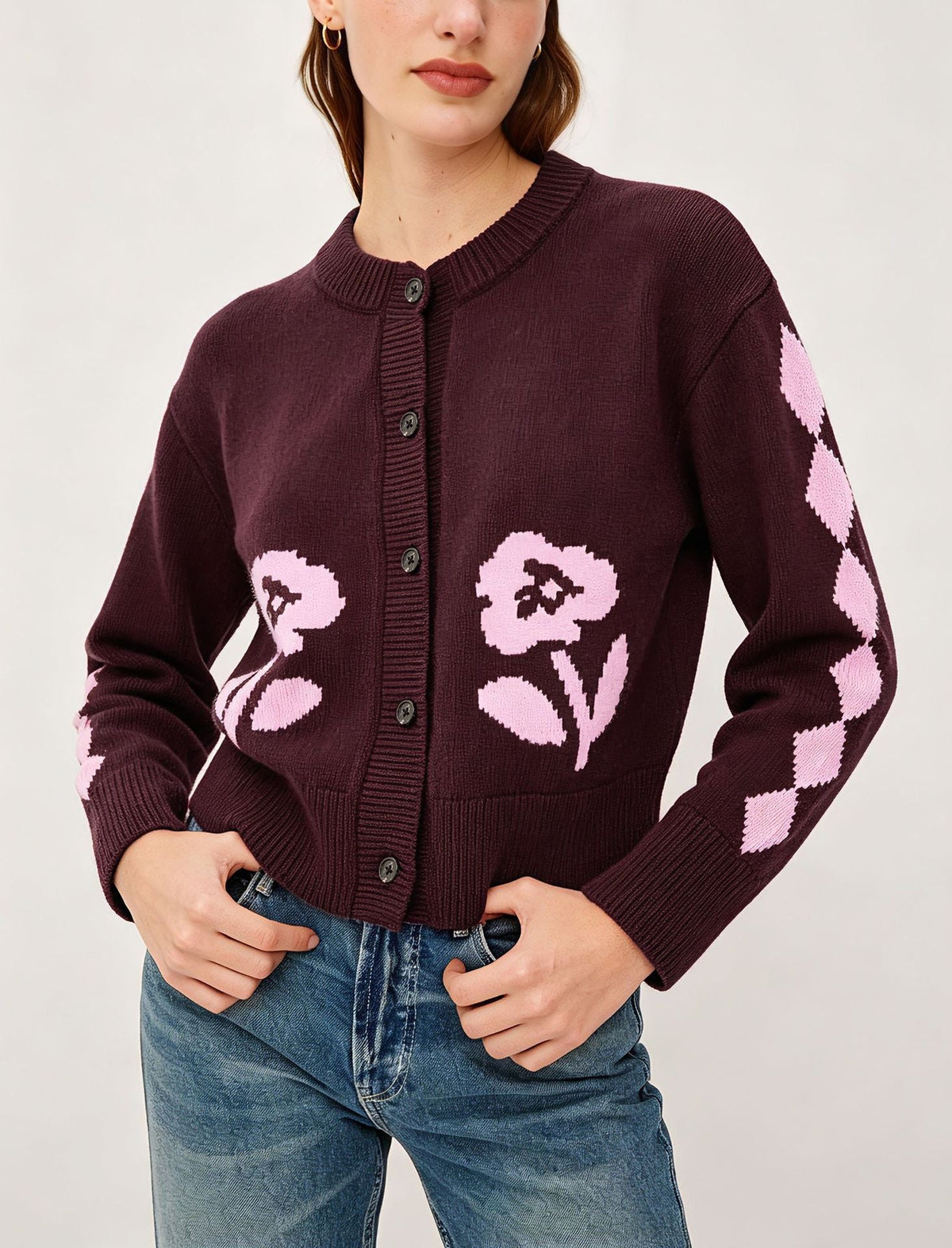 Women's Retro Jacquard Knitted Cardigan