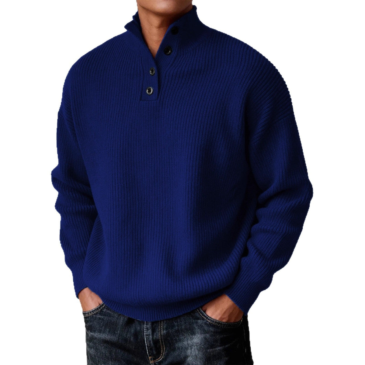 Men's Knitted Stand-Neck Casual Sweater