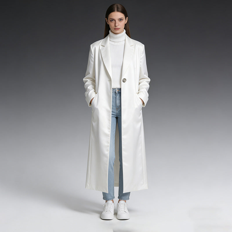 Women's Blazer-Style Trench Coat for Commuting