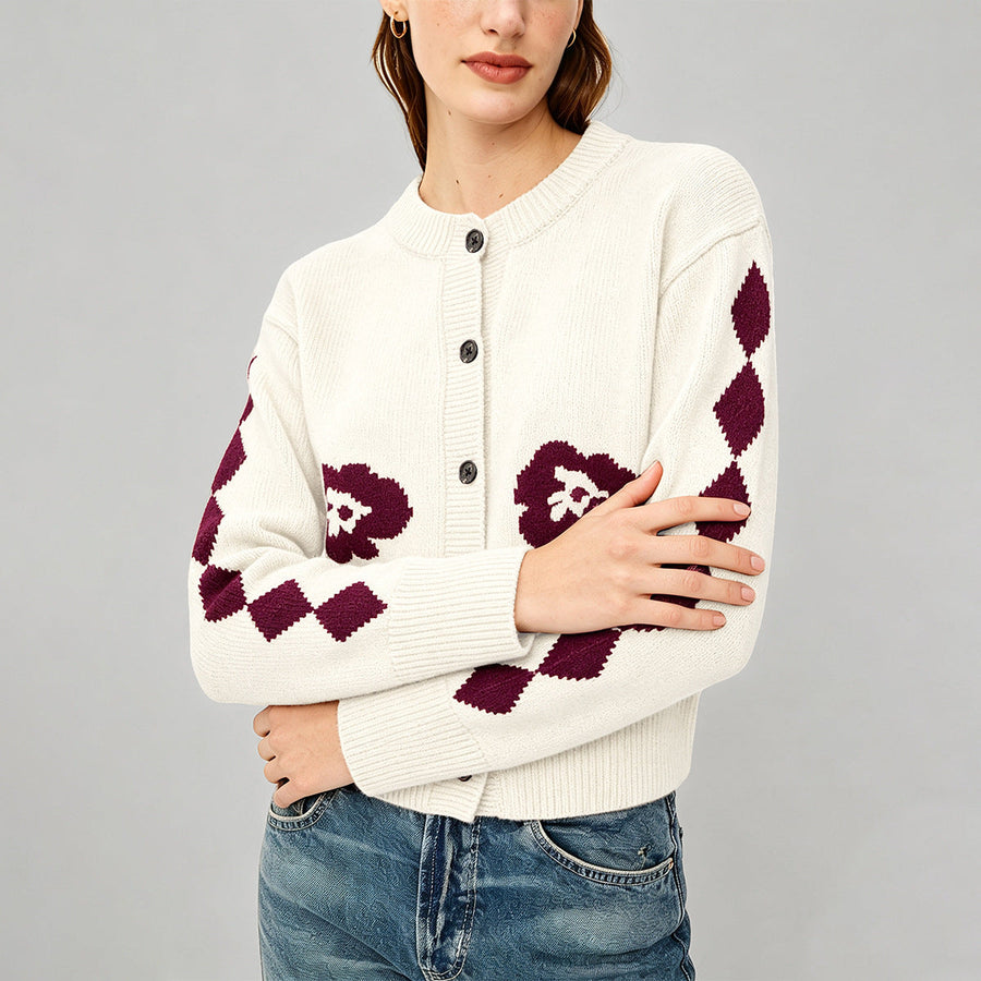 Women's Retro Jacquard Knitted Cardigan