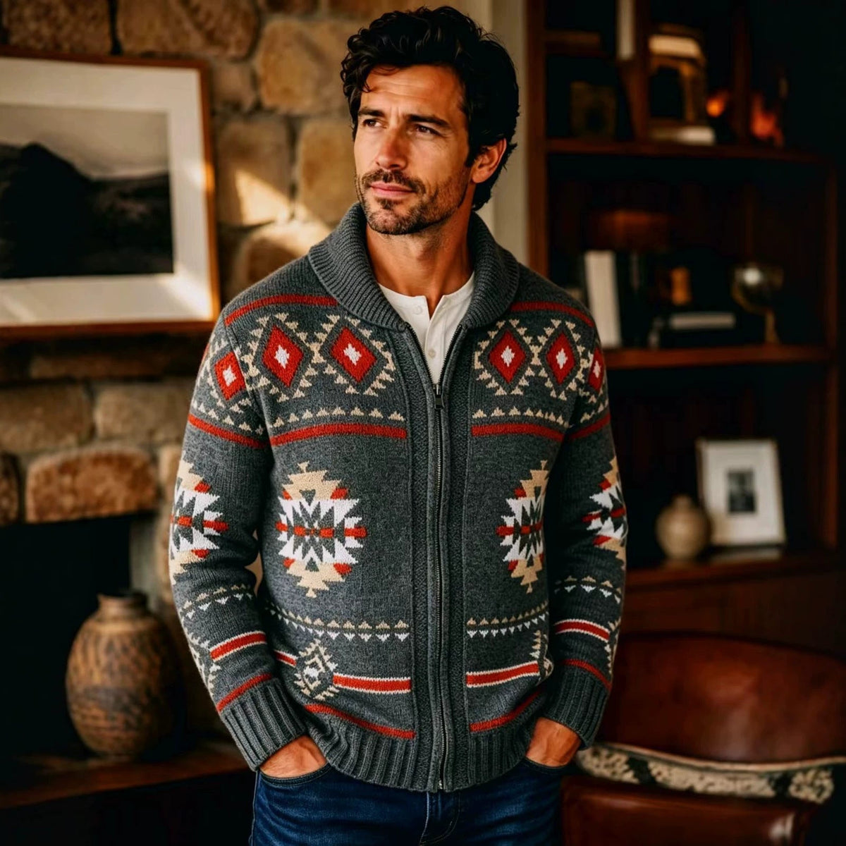 Men's Heavy Weight Knit Cardigan for Casual Wear