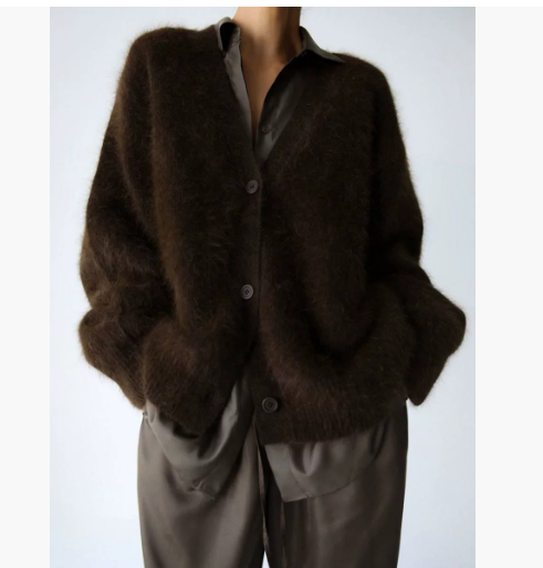 Women's Loose V-Neck Button Cardigan Sweater
