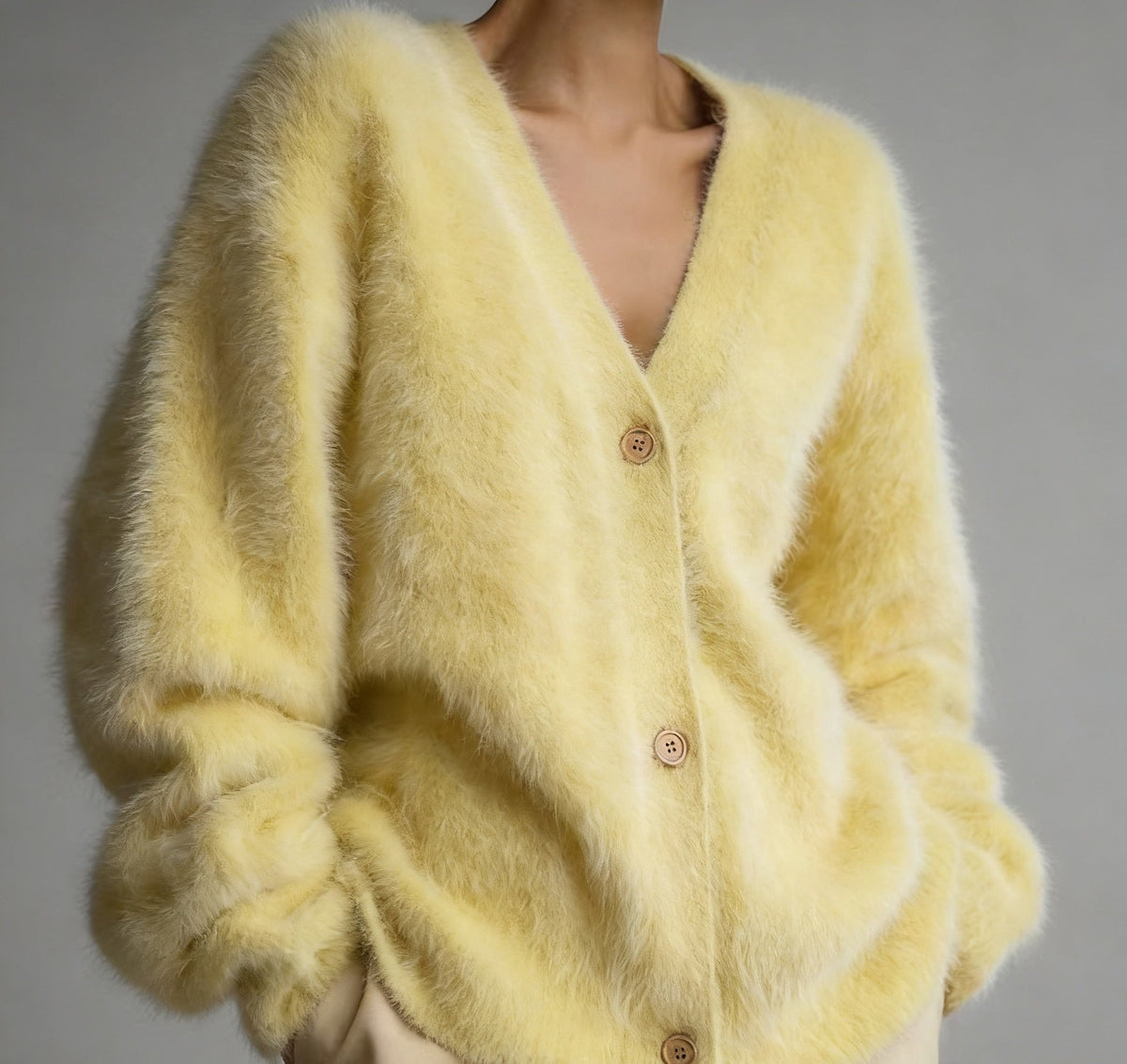 Women's Loose V-Neck Button Cardigan Sweater