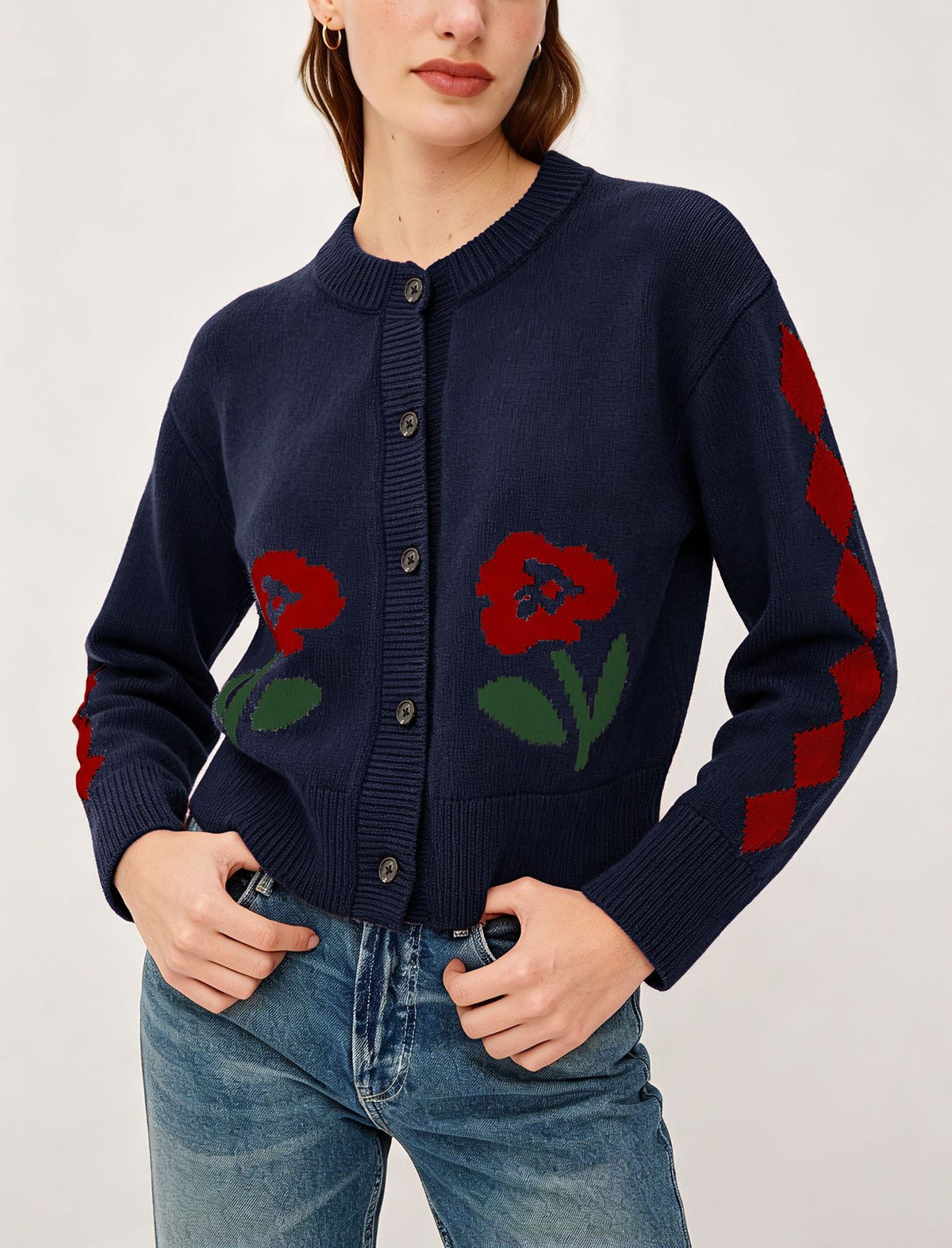 Women's Retro Jacquard Knitted Cardigan
