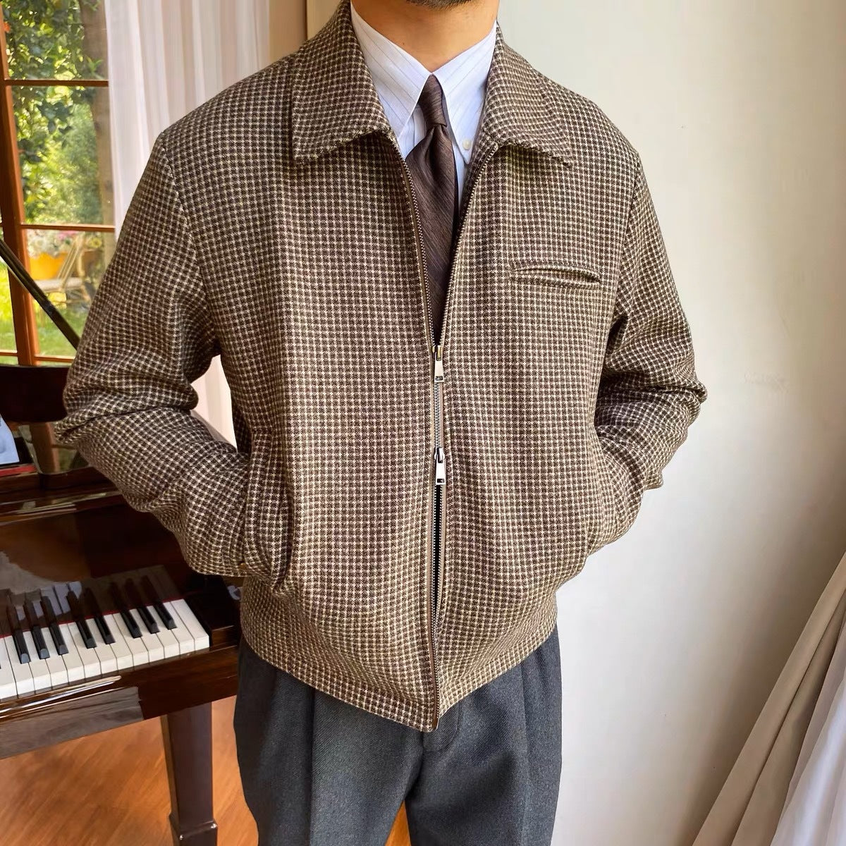 Men's Houndstooth Smart Casual Jacket