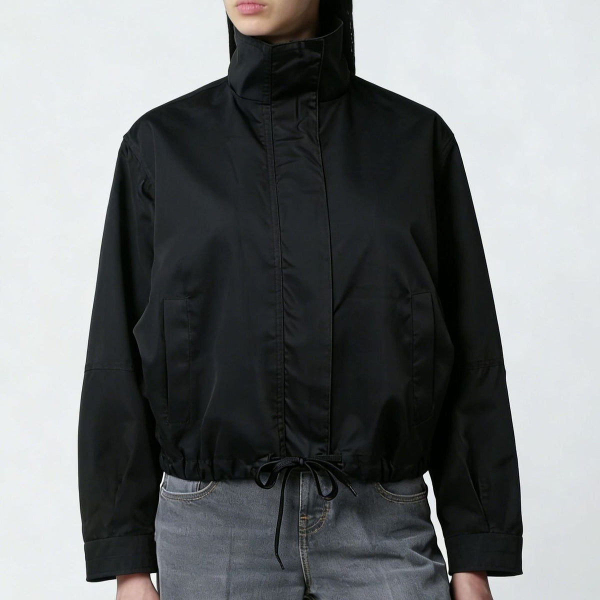 Women's Trench Coat - Stand-Collar Long Sleeve Jacket