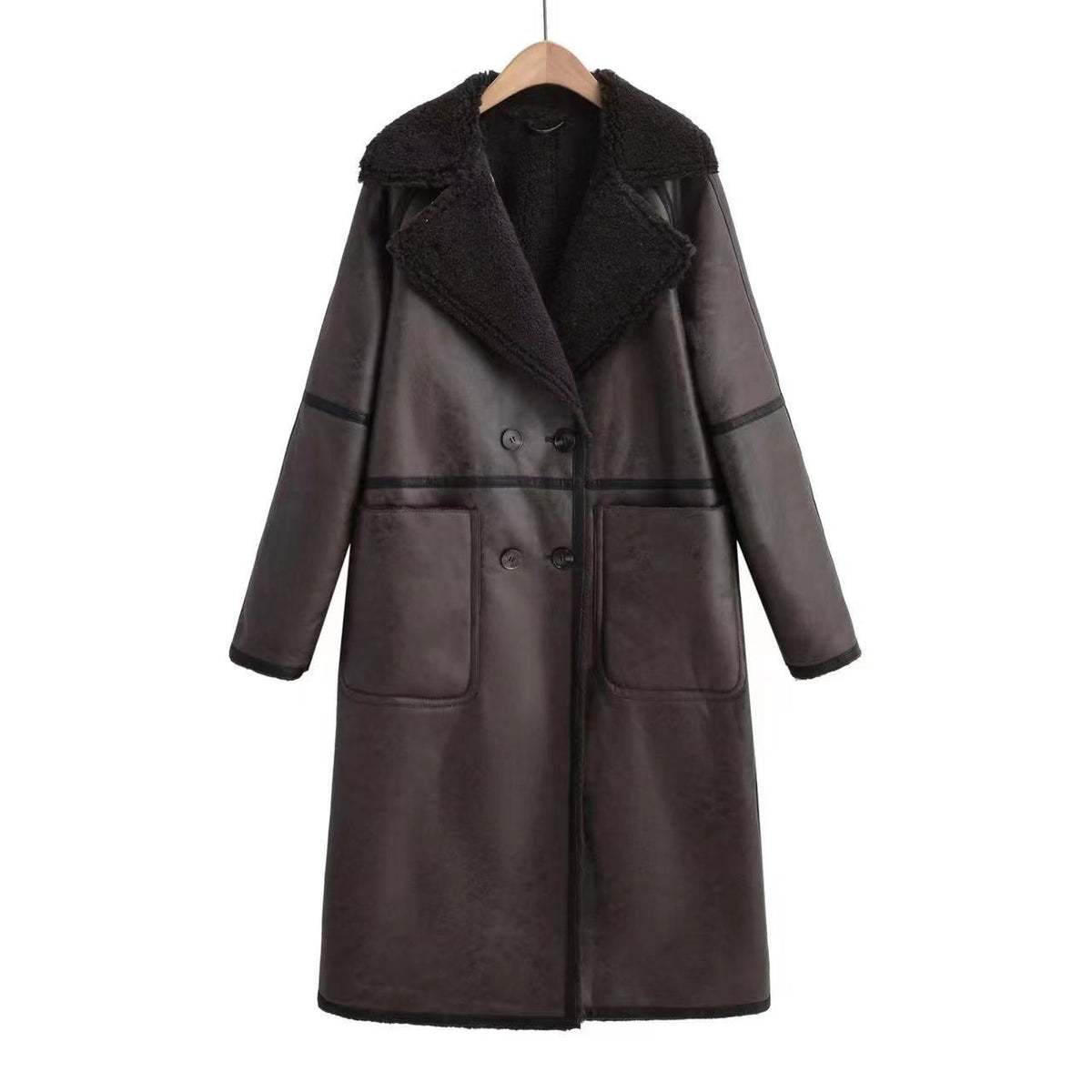 Women's Mid-Length Double Breasted Trench Coat for Winter