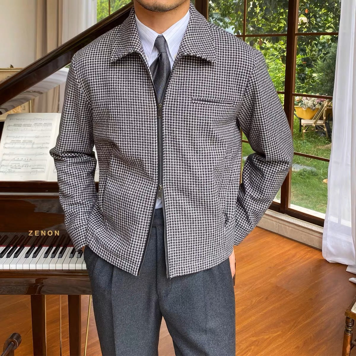 Men's Houndstooth Smart Casual Jacket