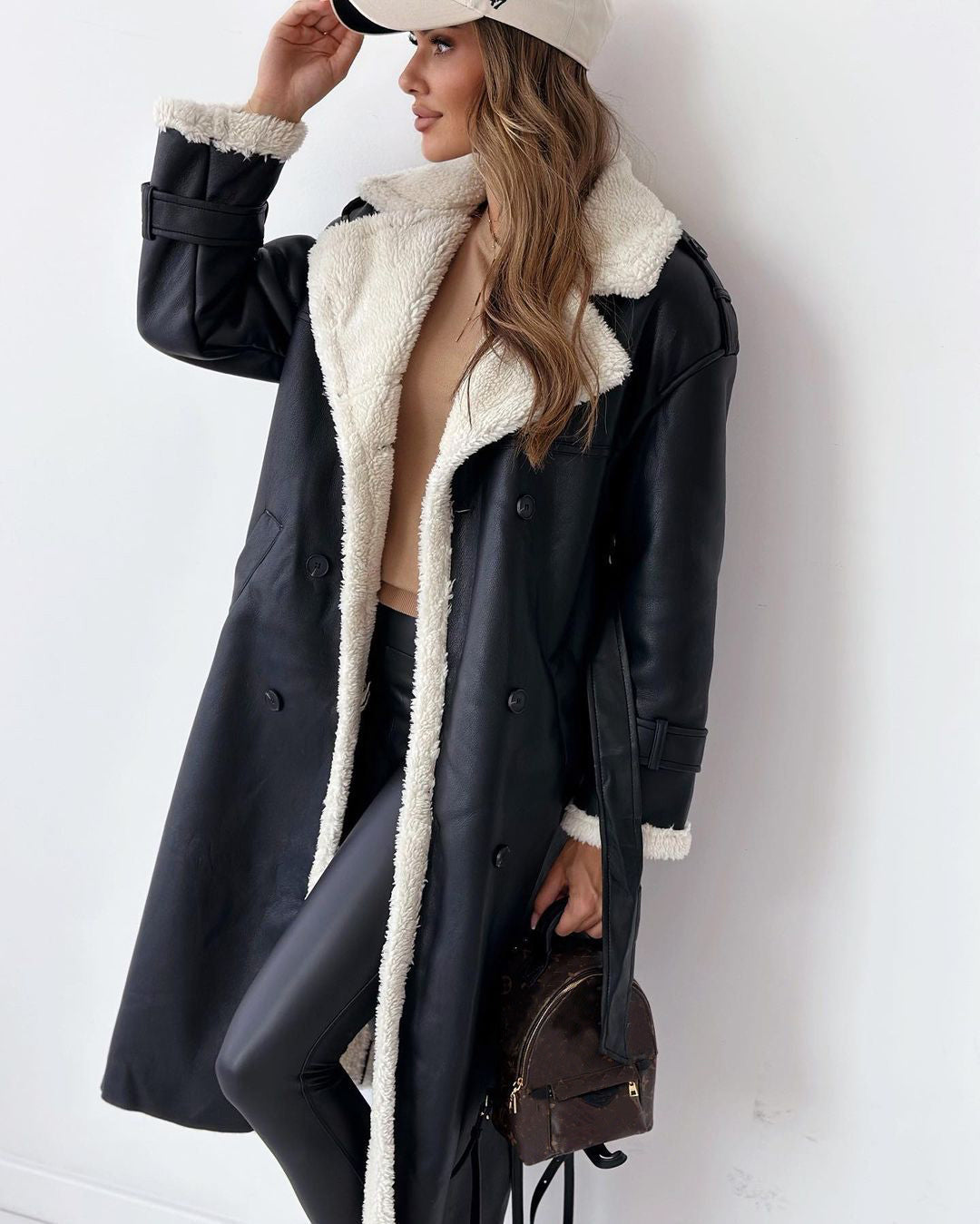 Women's Mid-Length Double Breasted Trench Coat for Winter