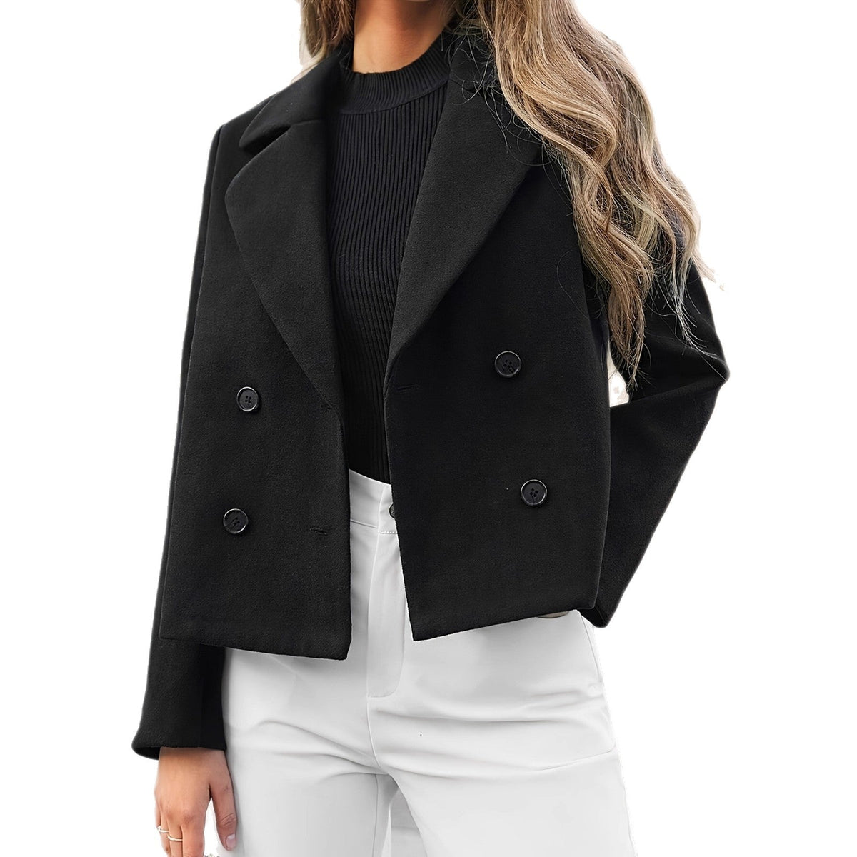 Women's Wool Double-Breasted Casual Jacket