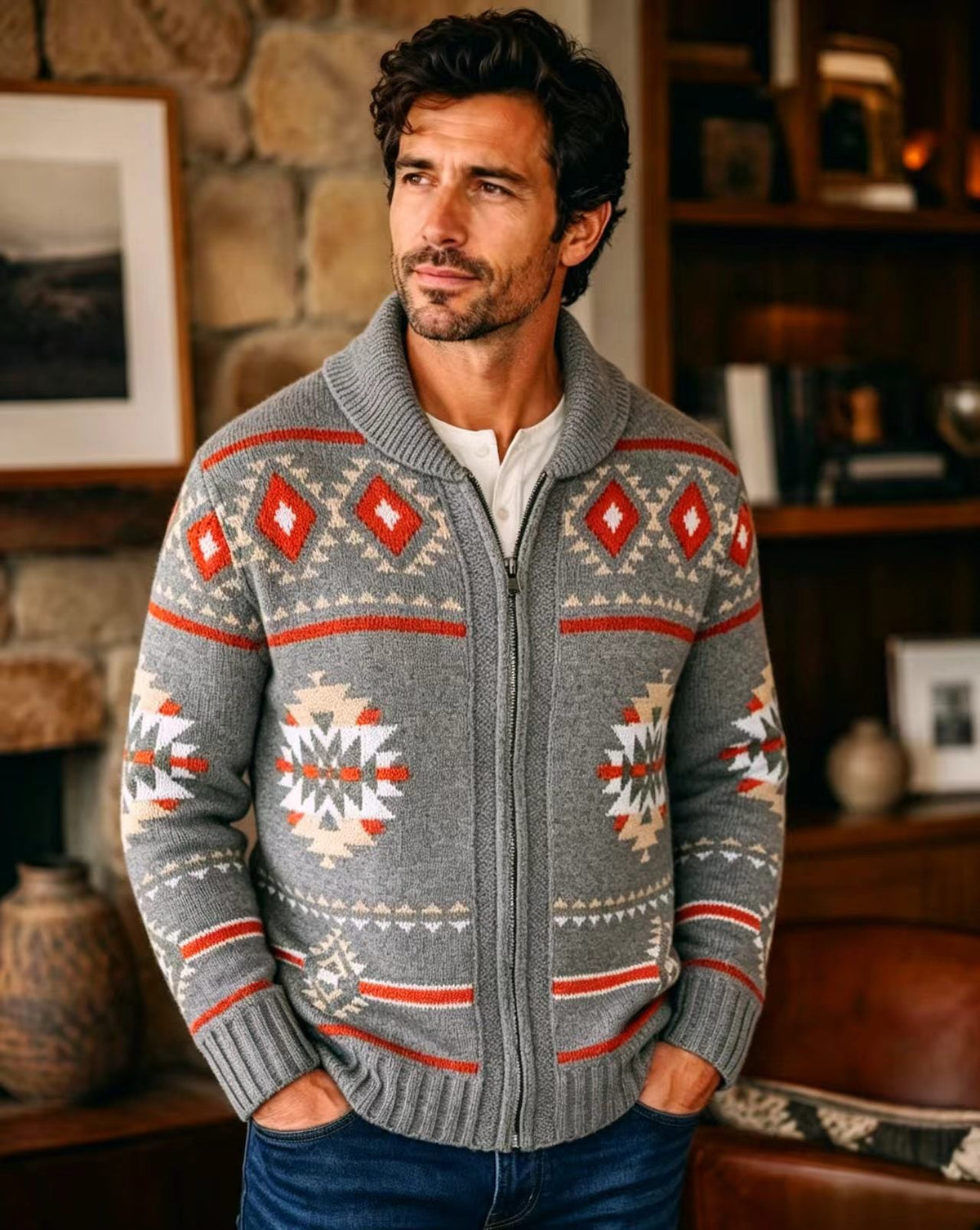 Men's Heavy Weight Knit Cardigan for Casual Wear
