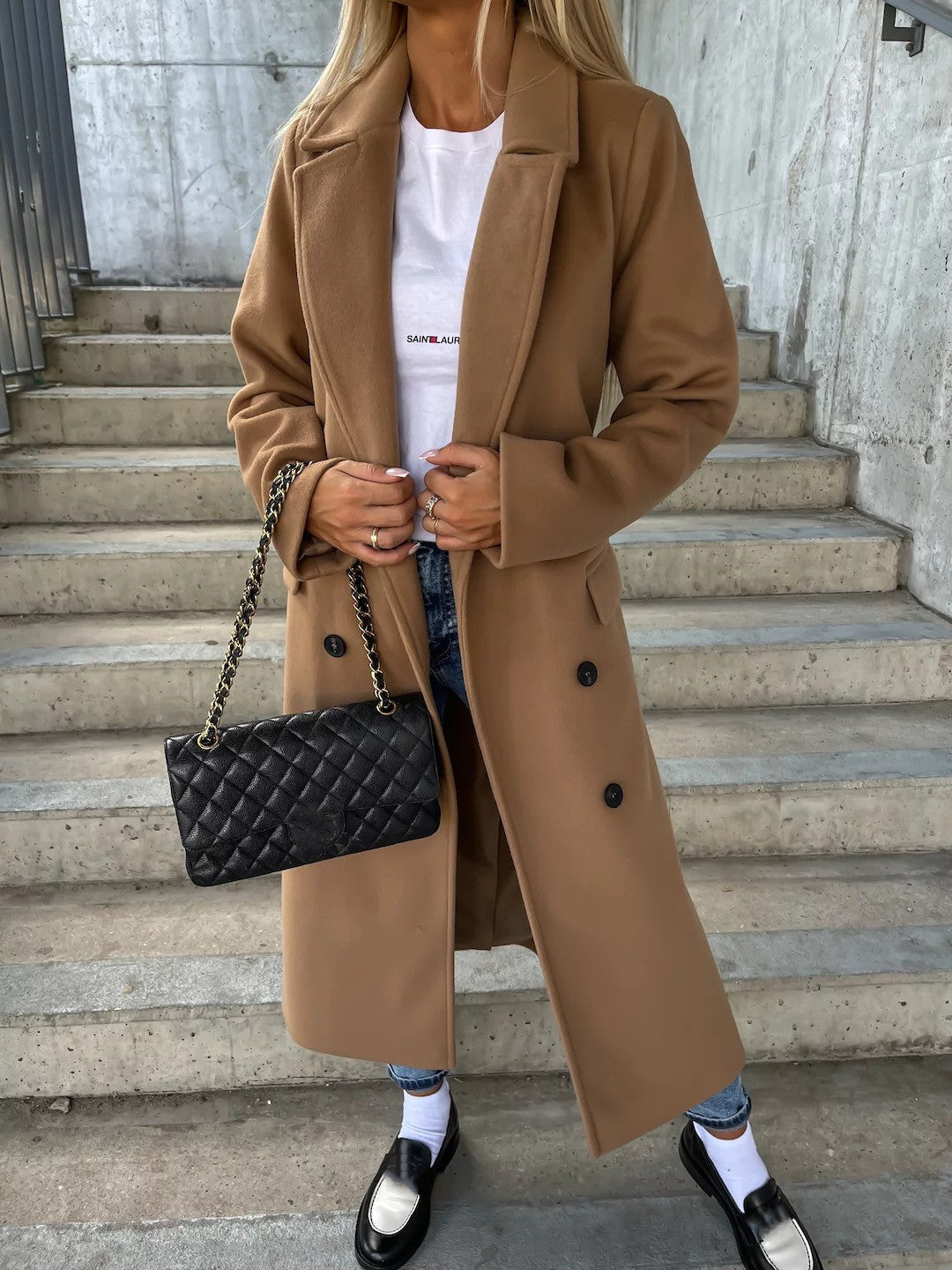 Women's Double-Breasted Trench Coat with Belt