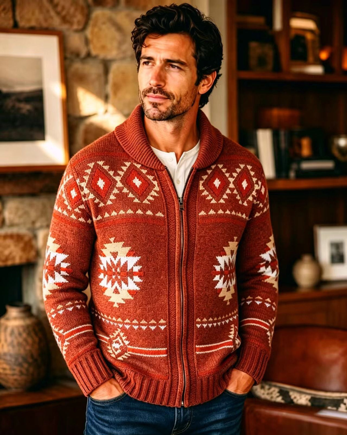 Men's Heavy Weight Knit Cardigan for Casual Wear