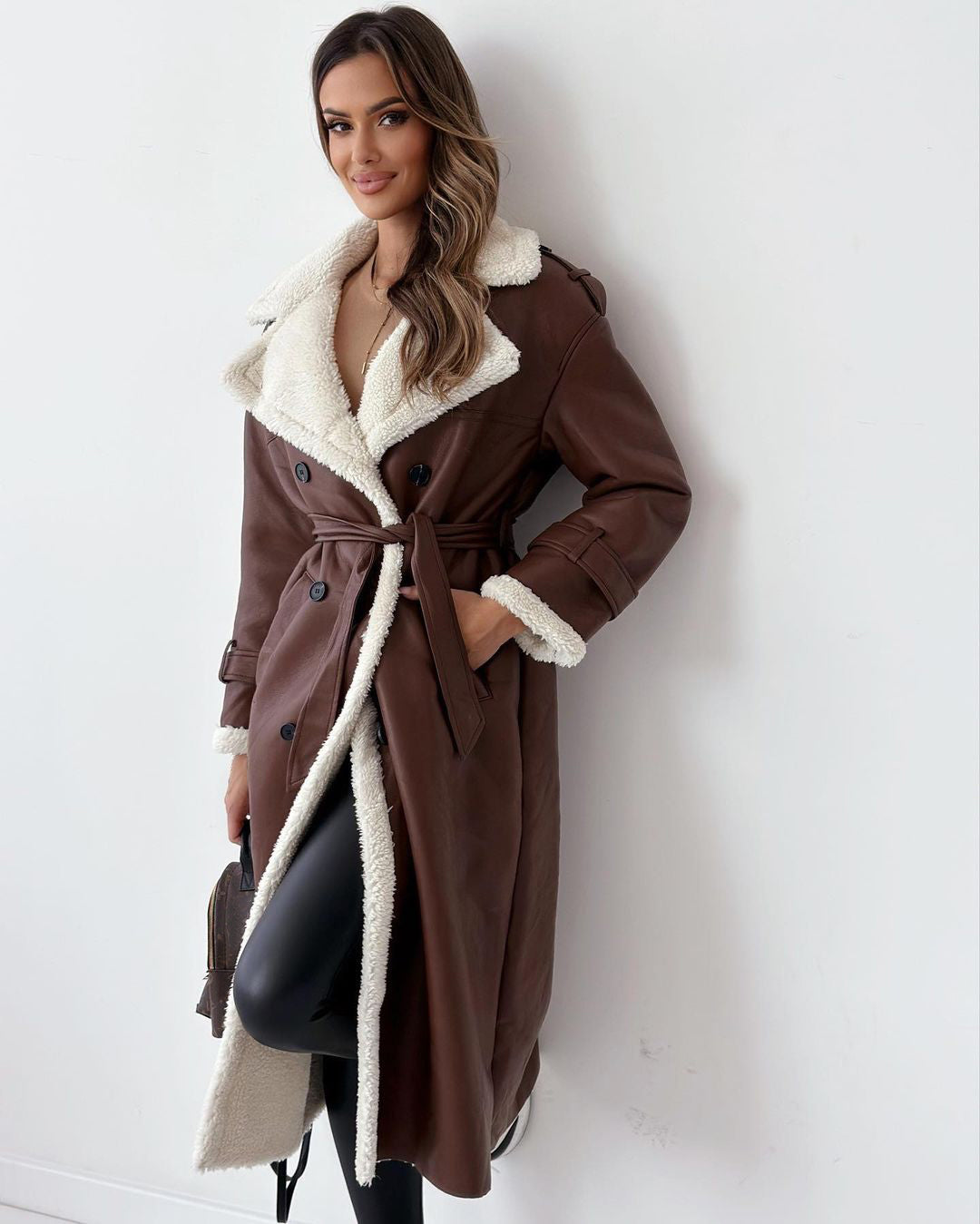 Women's Mid-Length Double Breasted Trench Coat for Winter