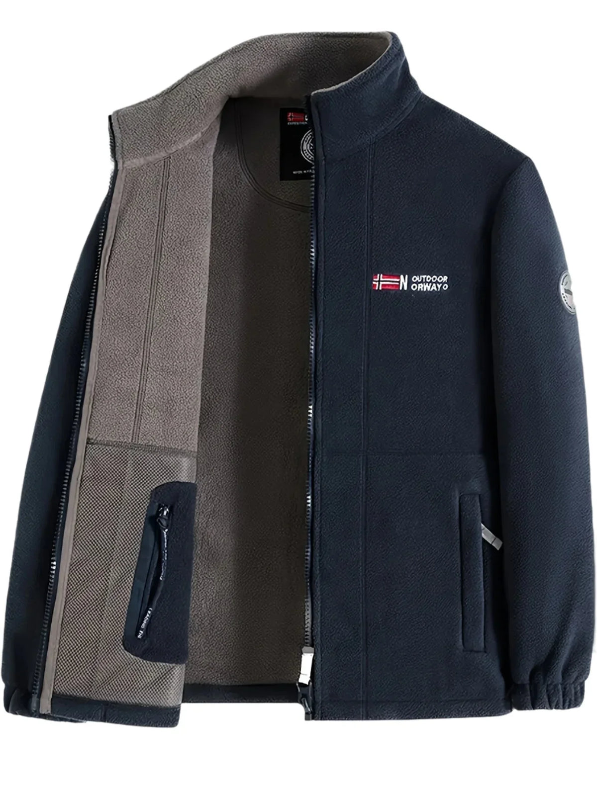 Men's Fleece Jacket with Collar for Outdoor Activities