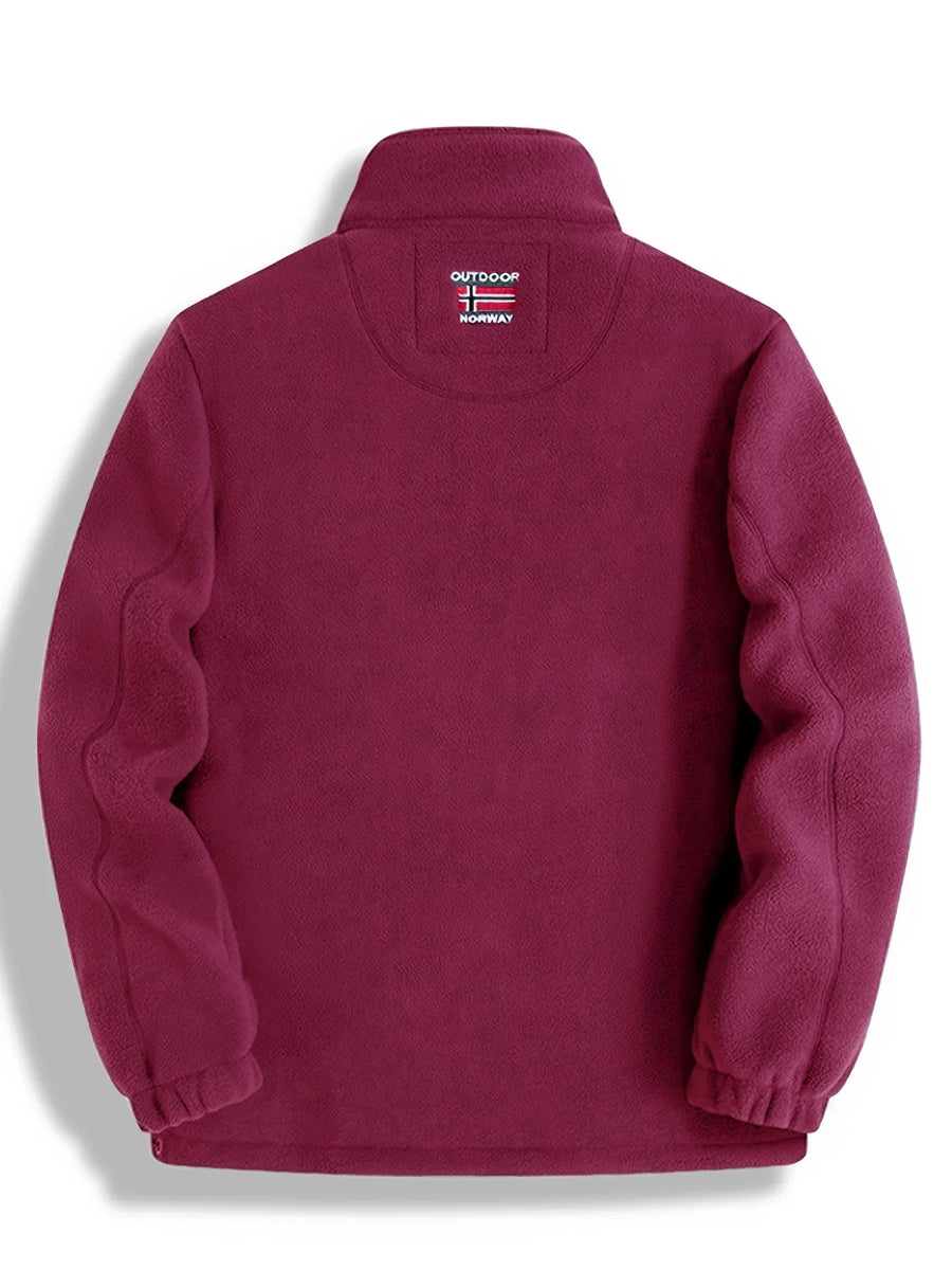 Men's Fleece Jacket with Collar for Outdoor Activities