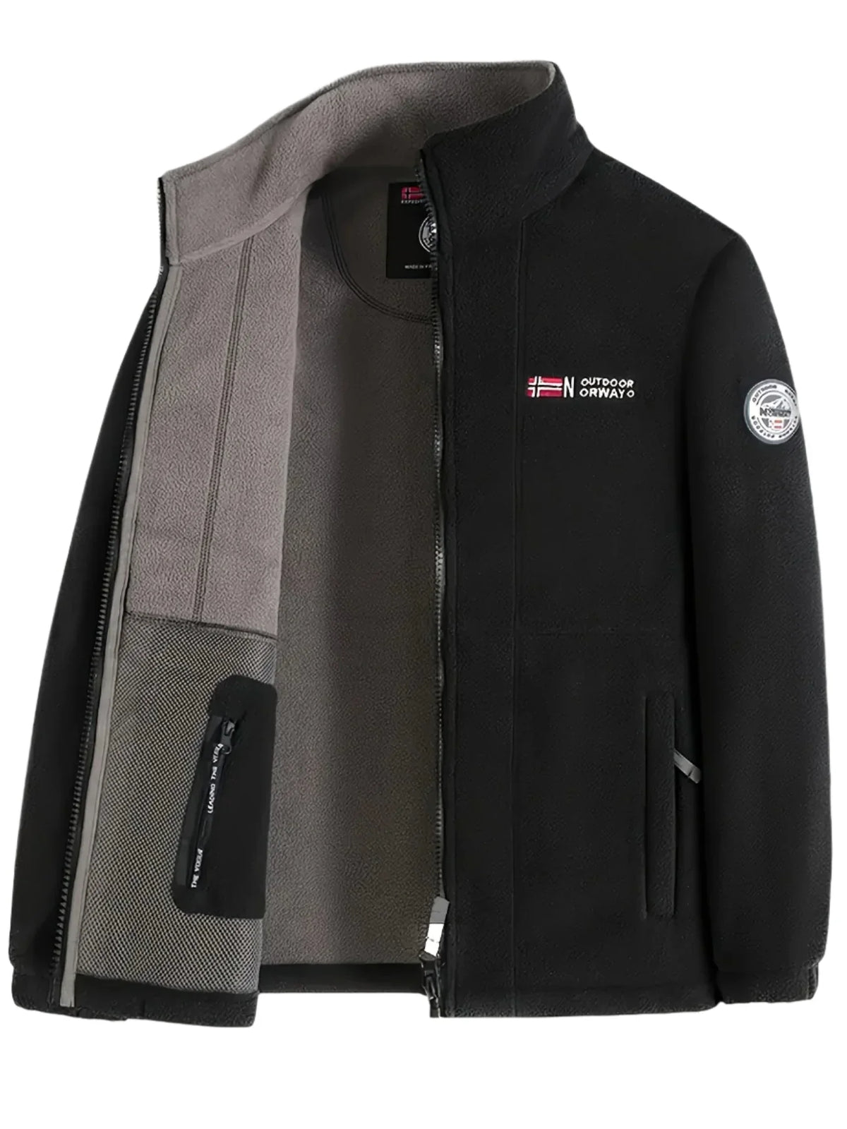 Men's Fleece Jacket with Collar for Outdoor Activities