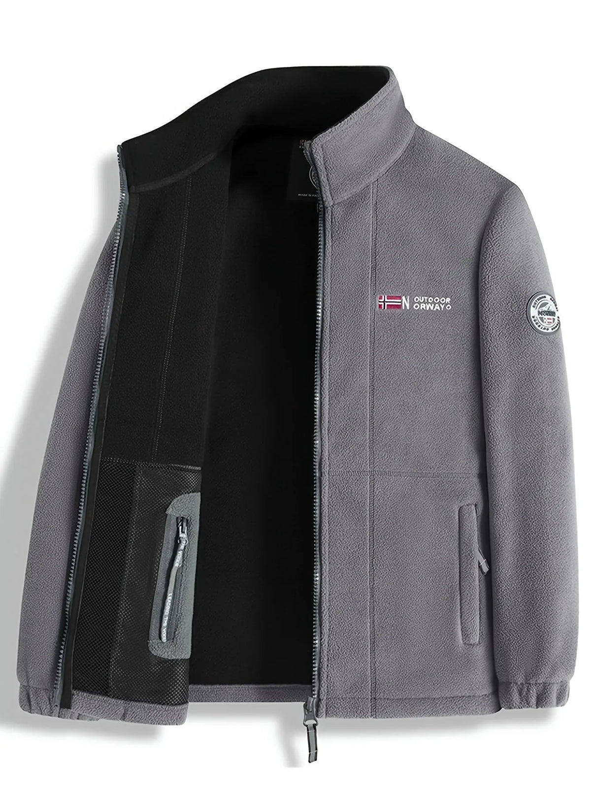 Men's Fleece Jacket with Collar for Outdoor Activities