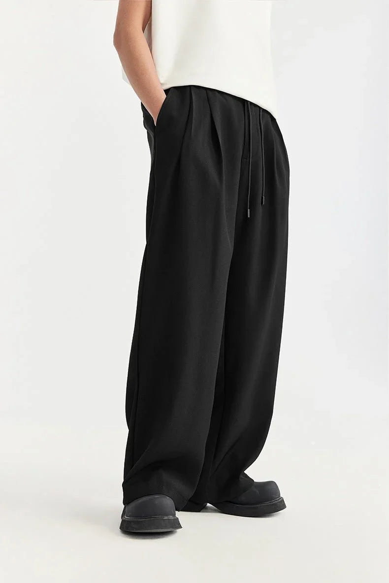 Men's Linen Wide Leg Drawstring Trousers