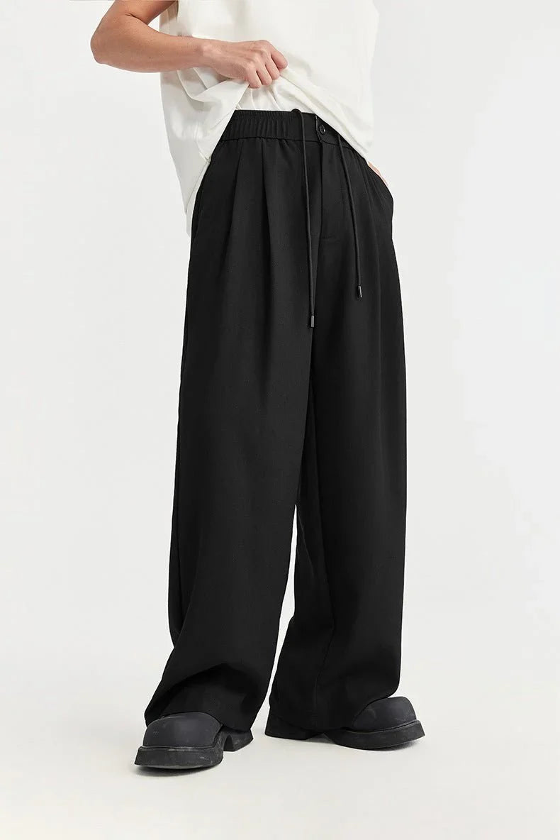Men's Linen Wide Leg Drawstring Trousers