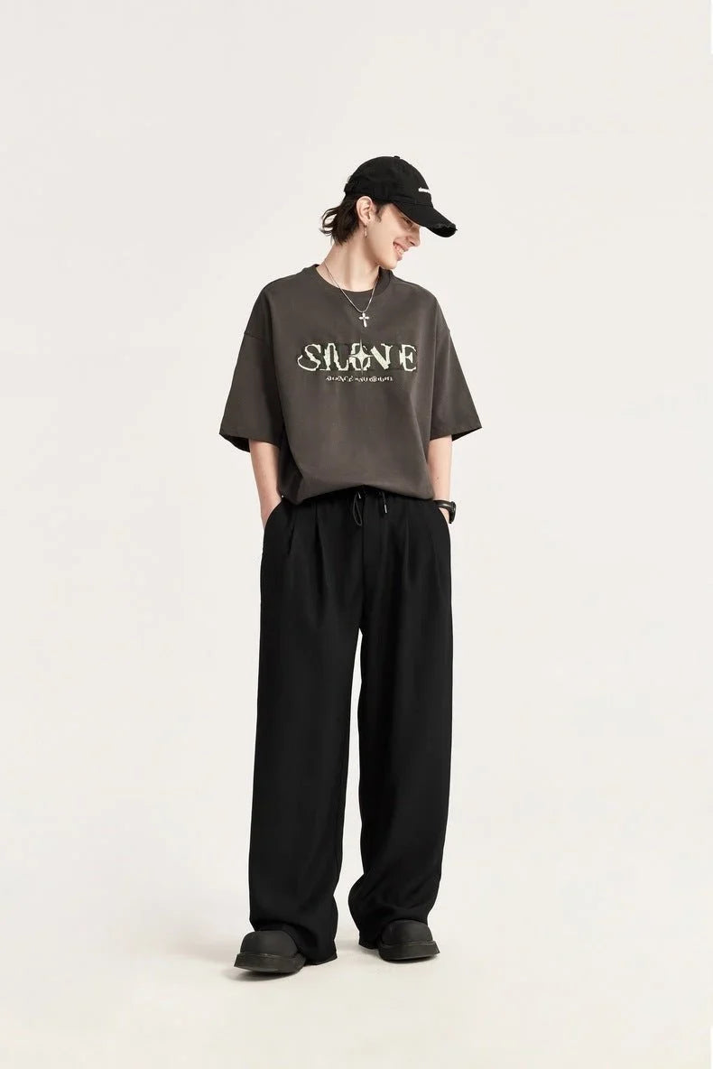 Men's Linen Wide Leg Drawstring Trousers