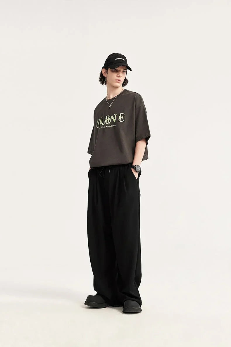 Men's Linen Wide Leg Drawstring Trousers