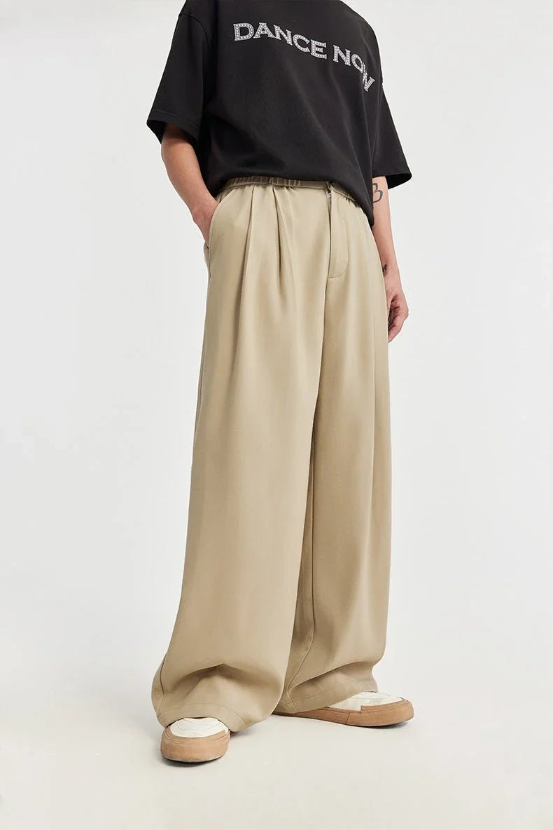 Men's Linen Wide Leg Drawstring Trousers