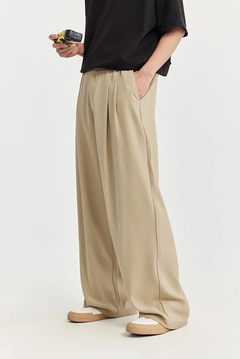Men's Linen Wide Leg Drawstring Trousers
