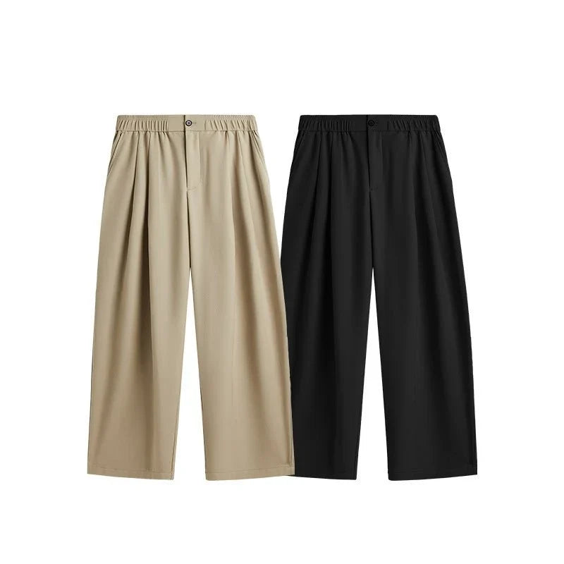Men's Linen Wide Leg Drawstring Trousers
