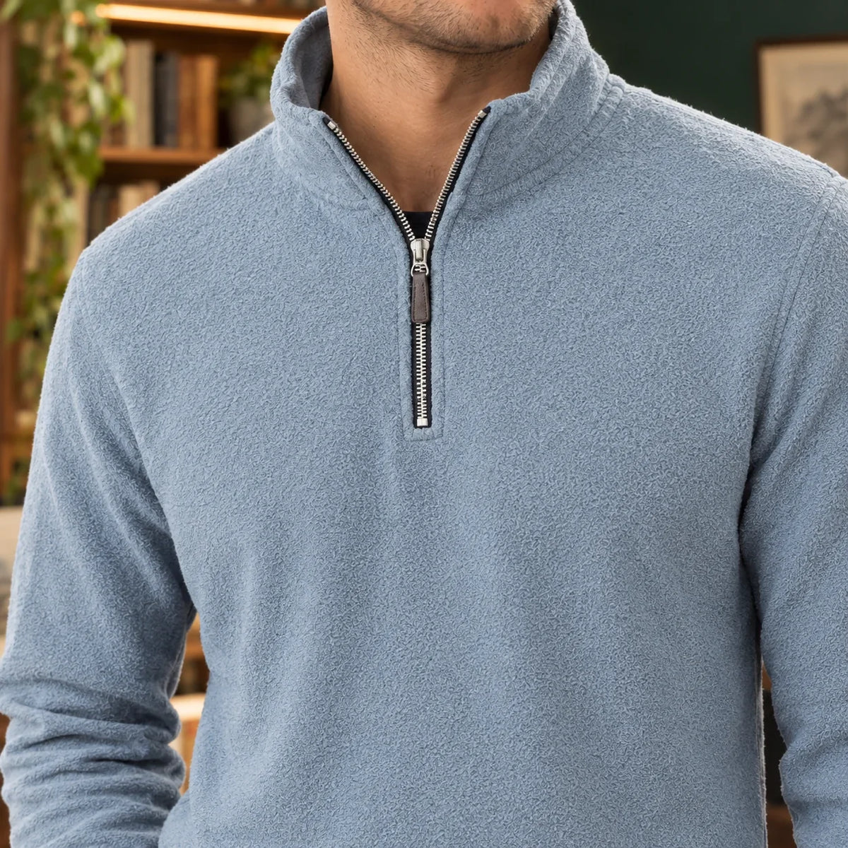 Men's Quarter Zip Sweater Fleece Long Sleeve Pullover