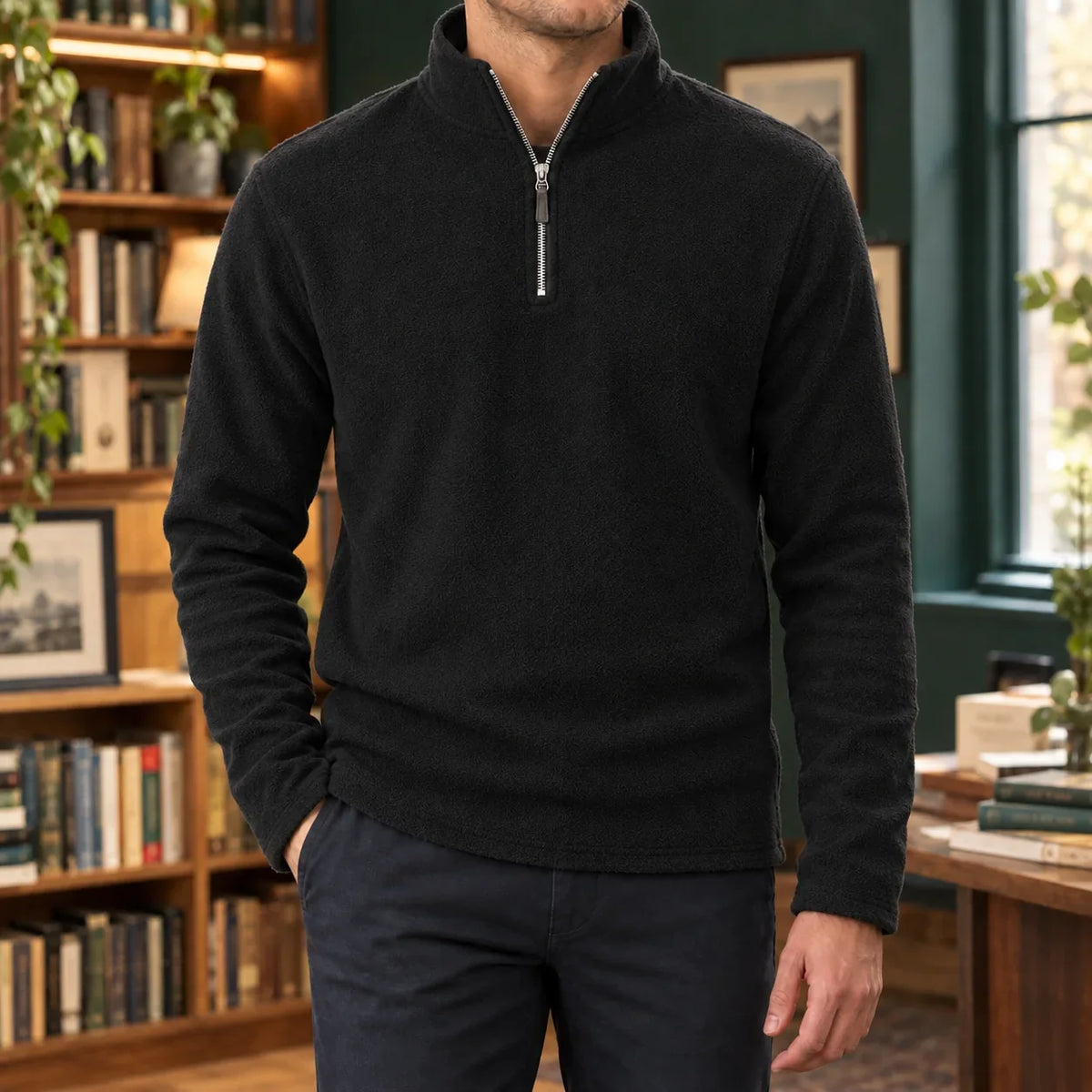 Men's Quarter Zip Sweater Fleece Long Sleeve Pullover