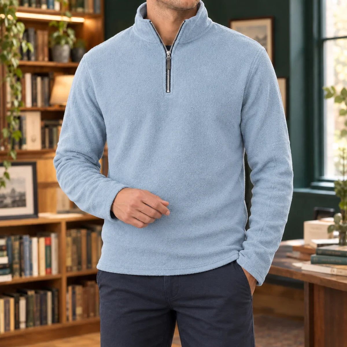 Men's Quarter Zip Sweater Fleece Long Sleeve Pullover
