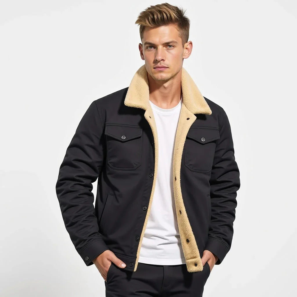 Men's Sherpa-Lined Winter Jacket for Cold Weather Comfort