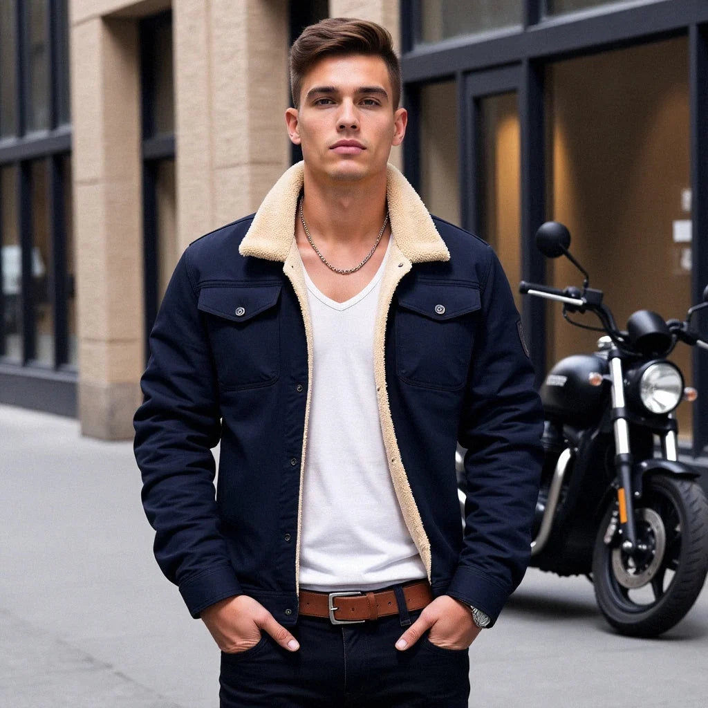 Men's Sherpa-Lined Winter Jacket for Cold Weather Comfort